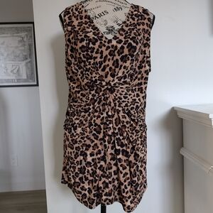 MOTHERHOOD MATERNITY | Women's Leopard Print Front Drape Sleeveless Blouse